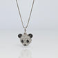 18k Panda Face Pendant. 18k WG Diamond 3D Diamond Head Necklace