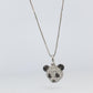 18k Panda Face Pendant. 18k WG Diamond 3D Diamond Head Necklace