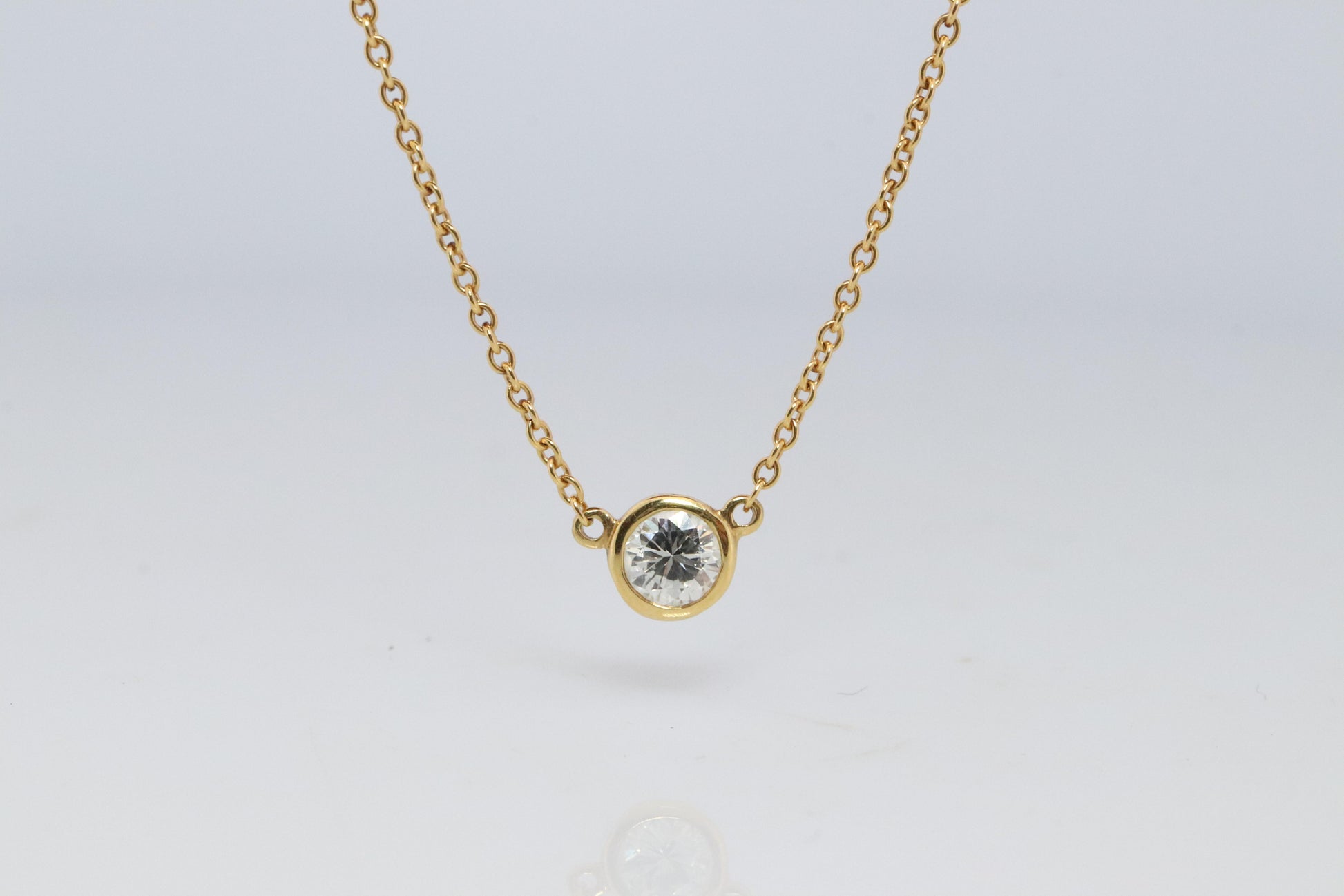 Vintage Tiffany Co Necklace Elsa Peretti Diamond by the Yard 0.25ct Solitaire 1P