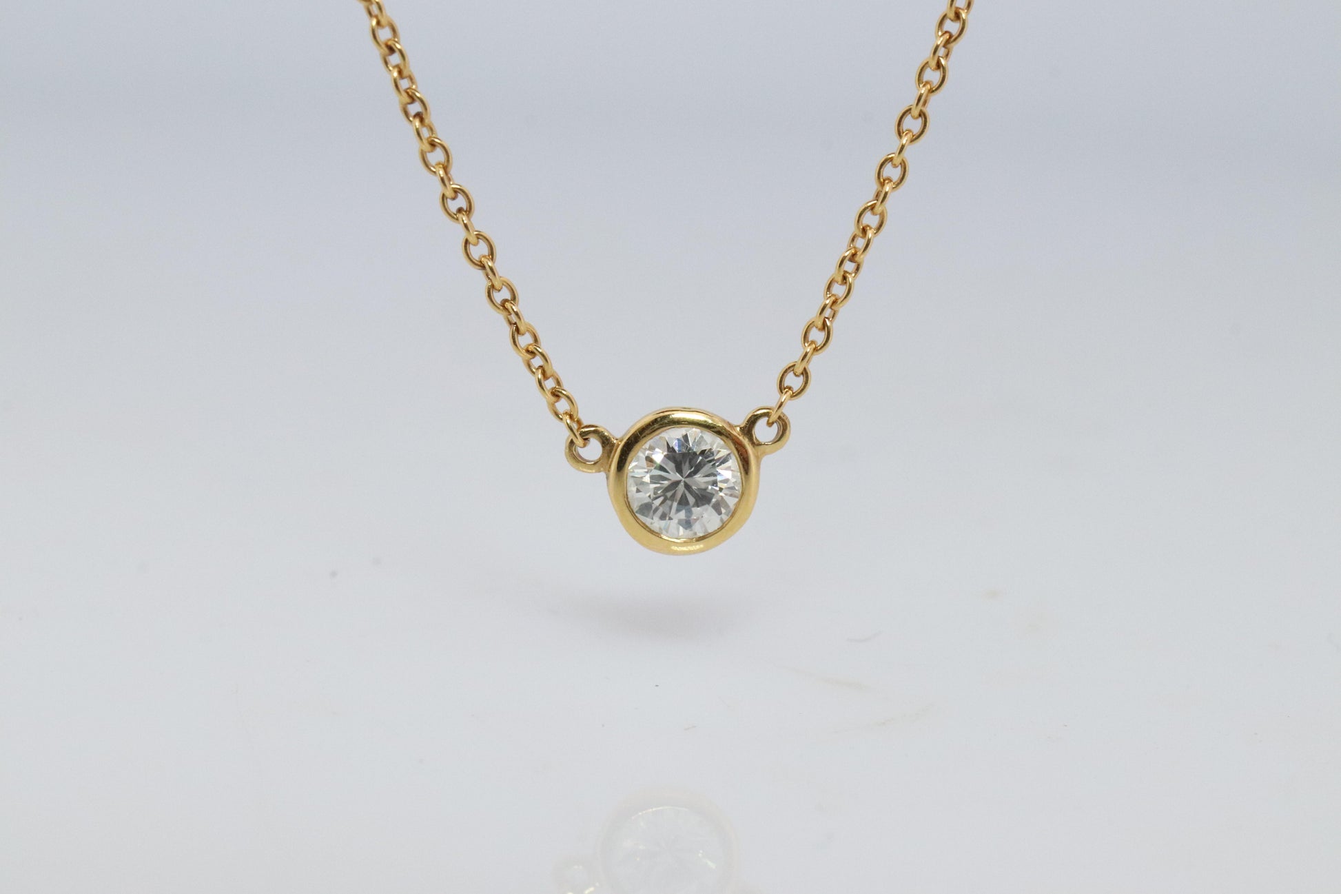Vintage Tiffany Co Necklace Elsa Peretti Diamond by the Yard 0.25ct Solitaire 1P