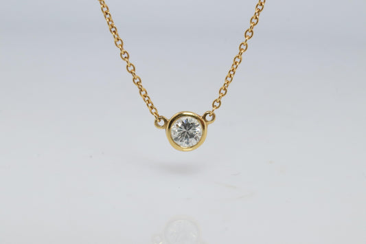 Vintage Tiffany Co Necklace Elsa Peretti Diamond by the Yard 0.25ct Solitaire 1P
