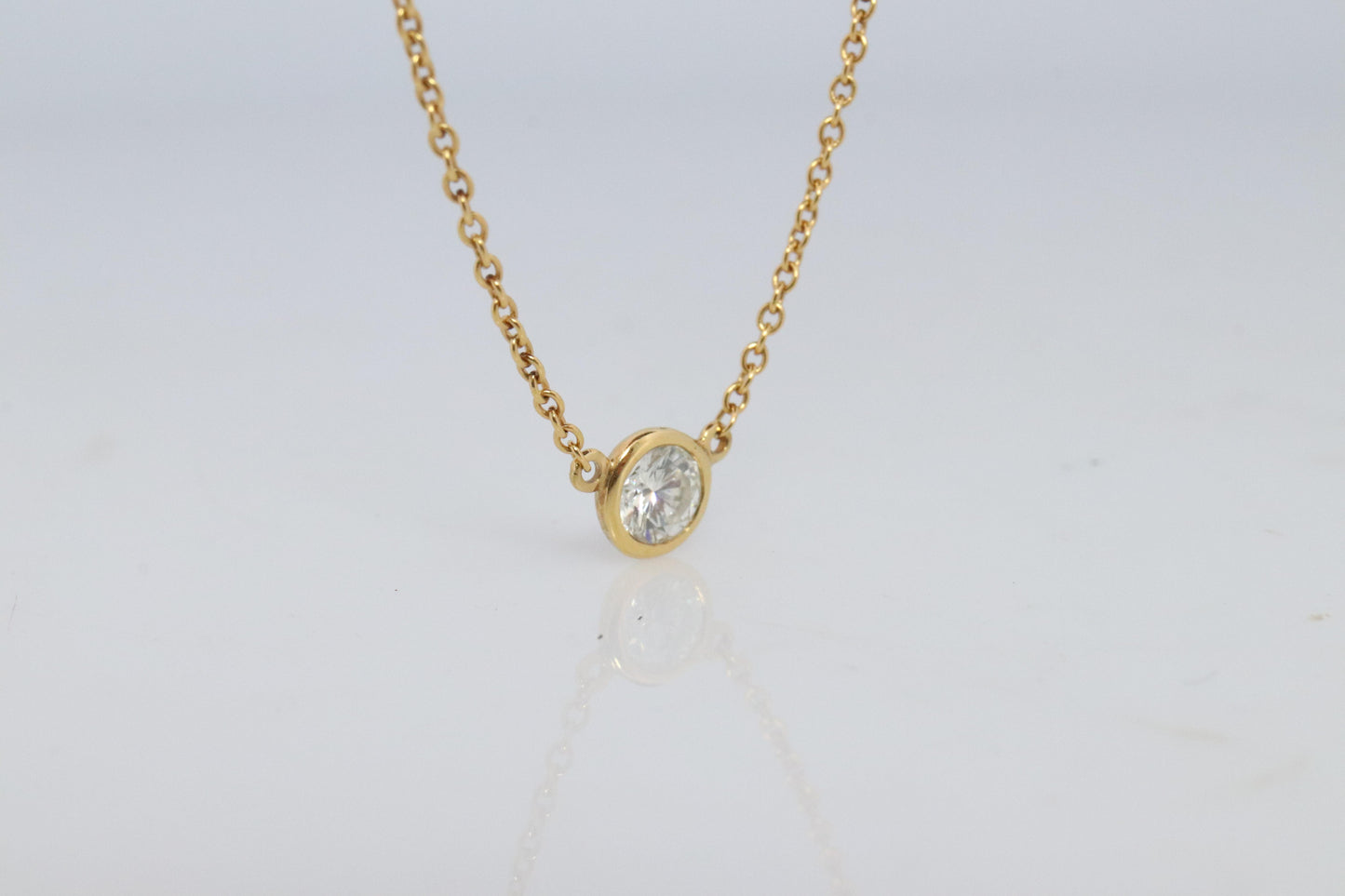 Vintage Tiffany Co Necklace Elsa Peretti Diamond by the Yard 0.25ct Solitaire 1P