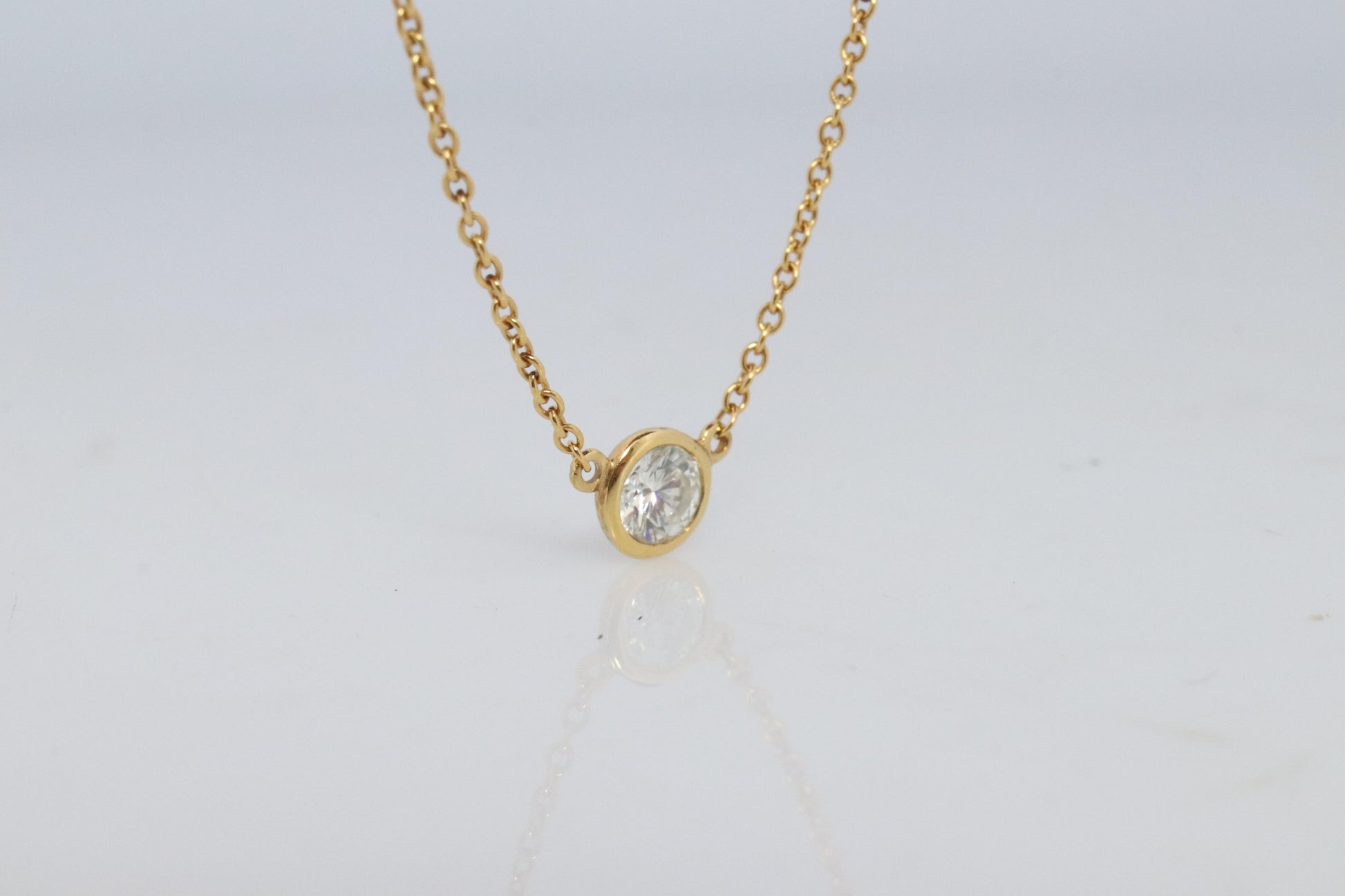 Vintage Tiffany Co Necklace Elsa Peretti Diamond by the Yard 0.25ct Solitaire 1P