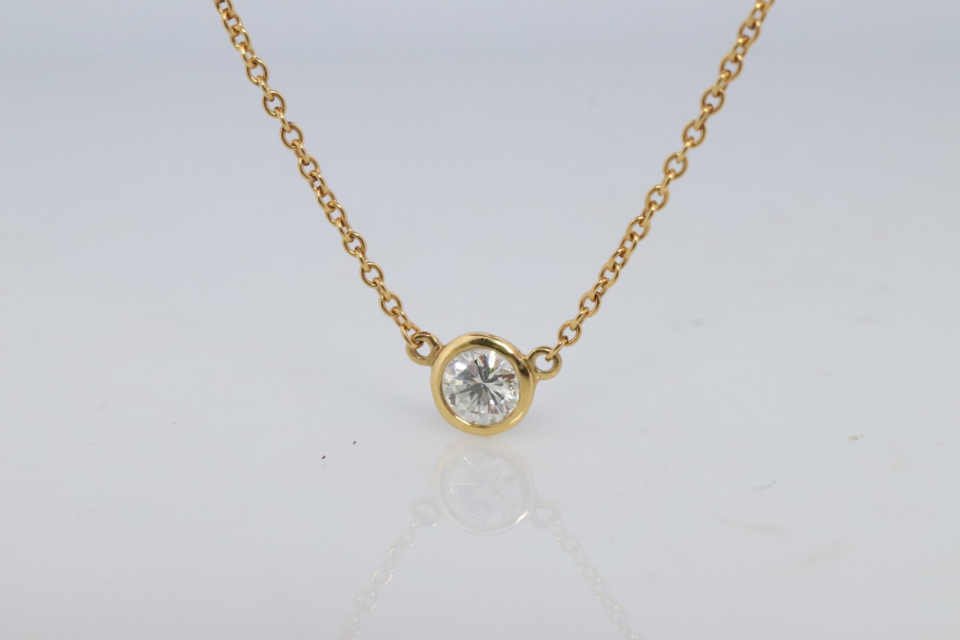 Vintage Tiffany Co Necklace Elsa Peretti Diamond by the Yard 0.25ct Solitaire 1P