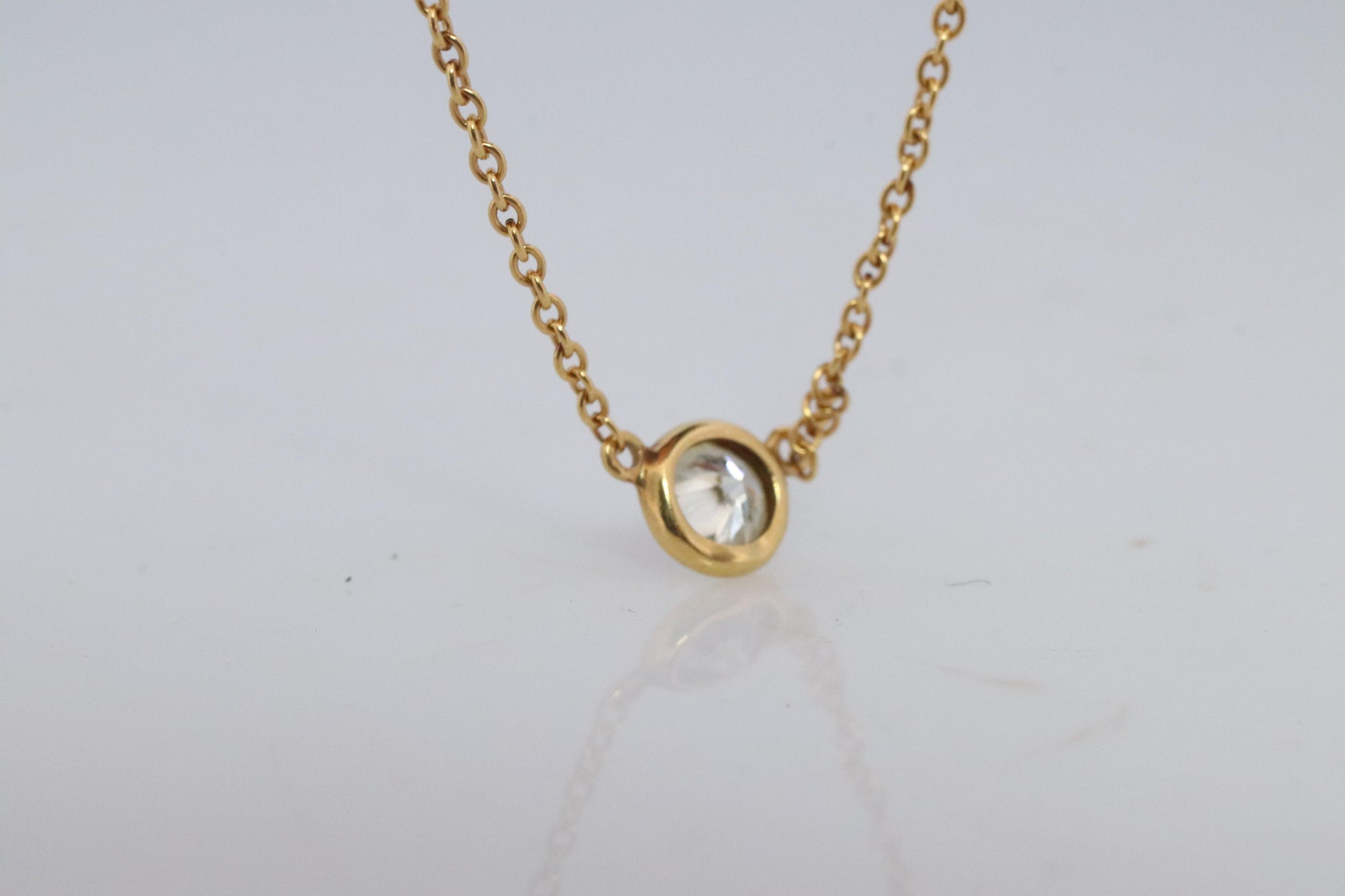 Vintage Tiffany Co Necklace Elsa Peretti Diamond by the Yard 0.25ct Solitaire 1P