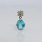 18k Blue TOPAZ Pendant. High quality solitaire oval pendant with Daisy Diamonds.