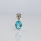 18k Blue TOPAZ Pendant. High quality solitaire oval pendant with Daisy Diamonds.
