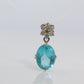 18k Blue TOPAZ Pendant. High quality solitaire oval pendant with Daisy Diamonds.