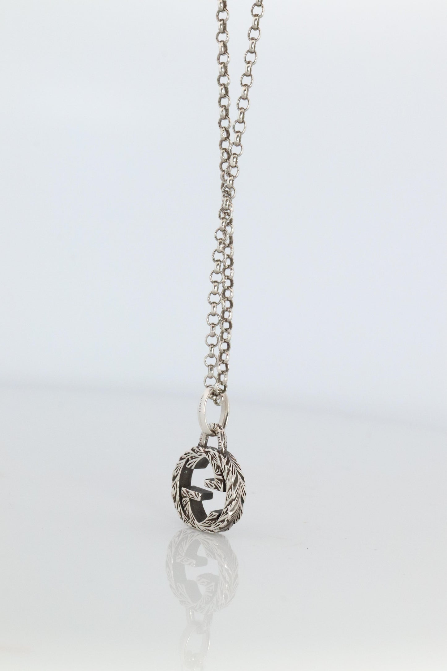 Vintage GUCCI Necklace. Double G Gucci Logo Sterling Silver Pendant