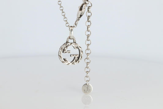 Vintage GUCCI Necklace. Double G Gucci Logo Sterling Silver Pendant