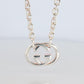 Vintage GUCCI Necklace. Double G Gucci Logo Sterling Silver Pendant