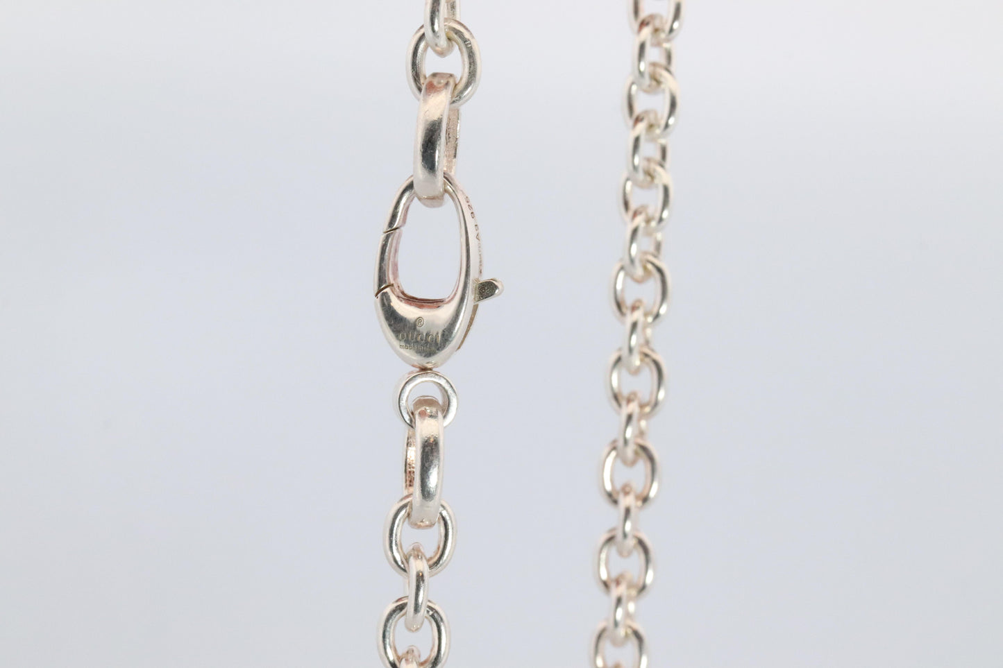 Vintage GUCCI Necklace. Double G Gucci Logo Sterling Silver Pendant