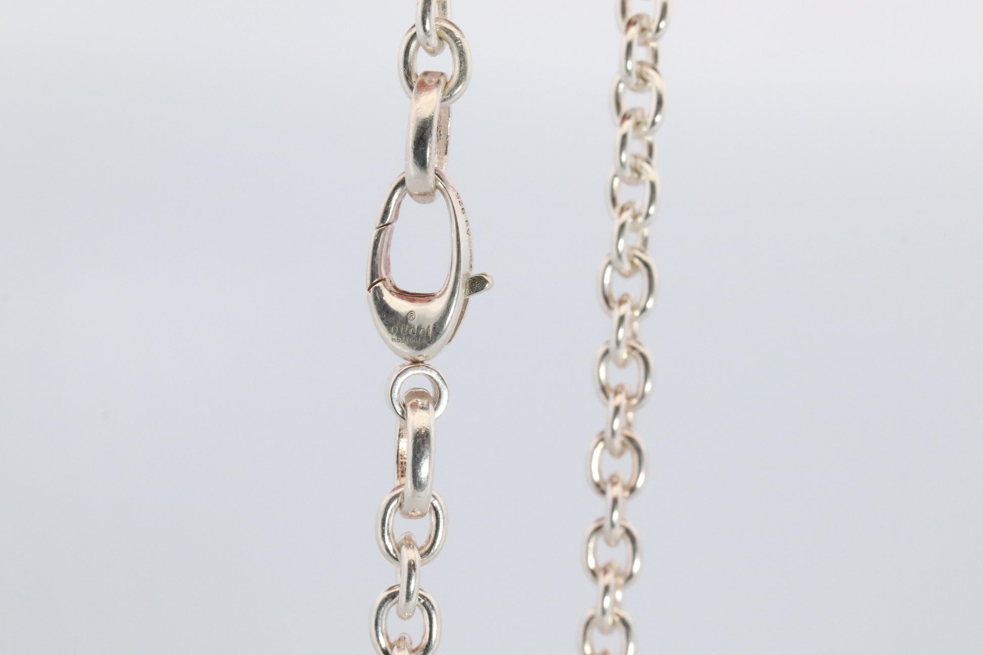 Vintage GUCCI Necklace. Double G Gucci Logo Sterling Silver Pendant