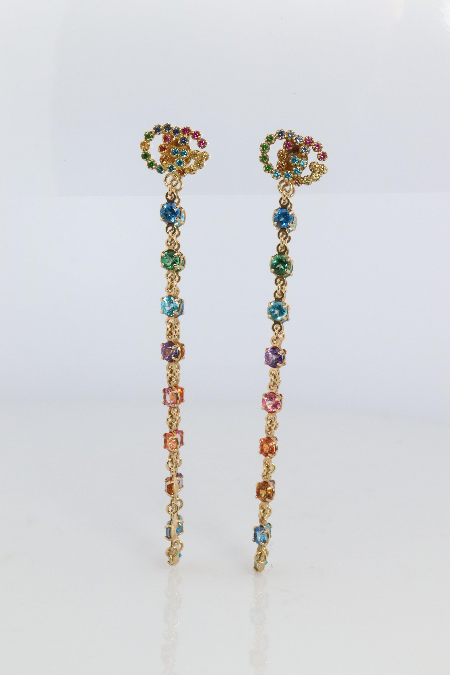 Genuine GUCCI Earrings. 18k Sapphire In and Out Dangle Multi-color earrings.