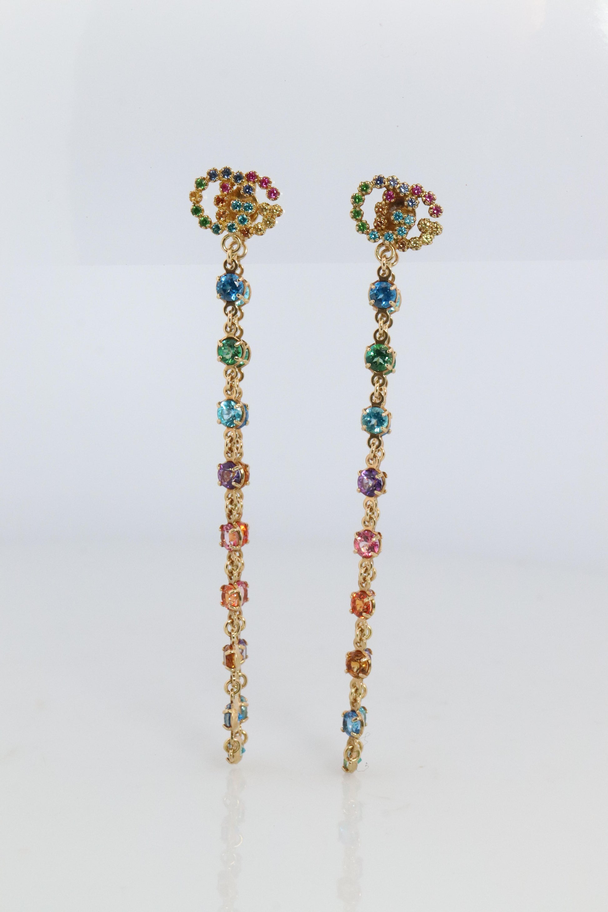 Genuine GUCCI Earrings. 18k Sapphire In and Out Dangle Multi-color earrings.