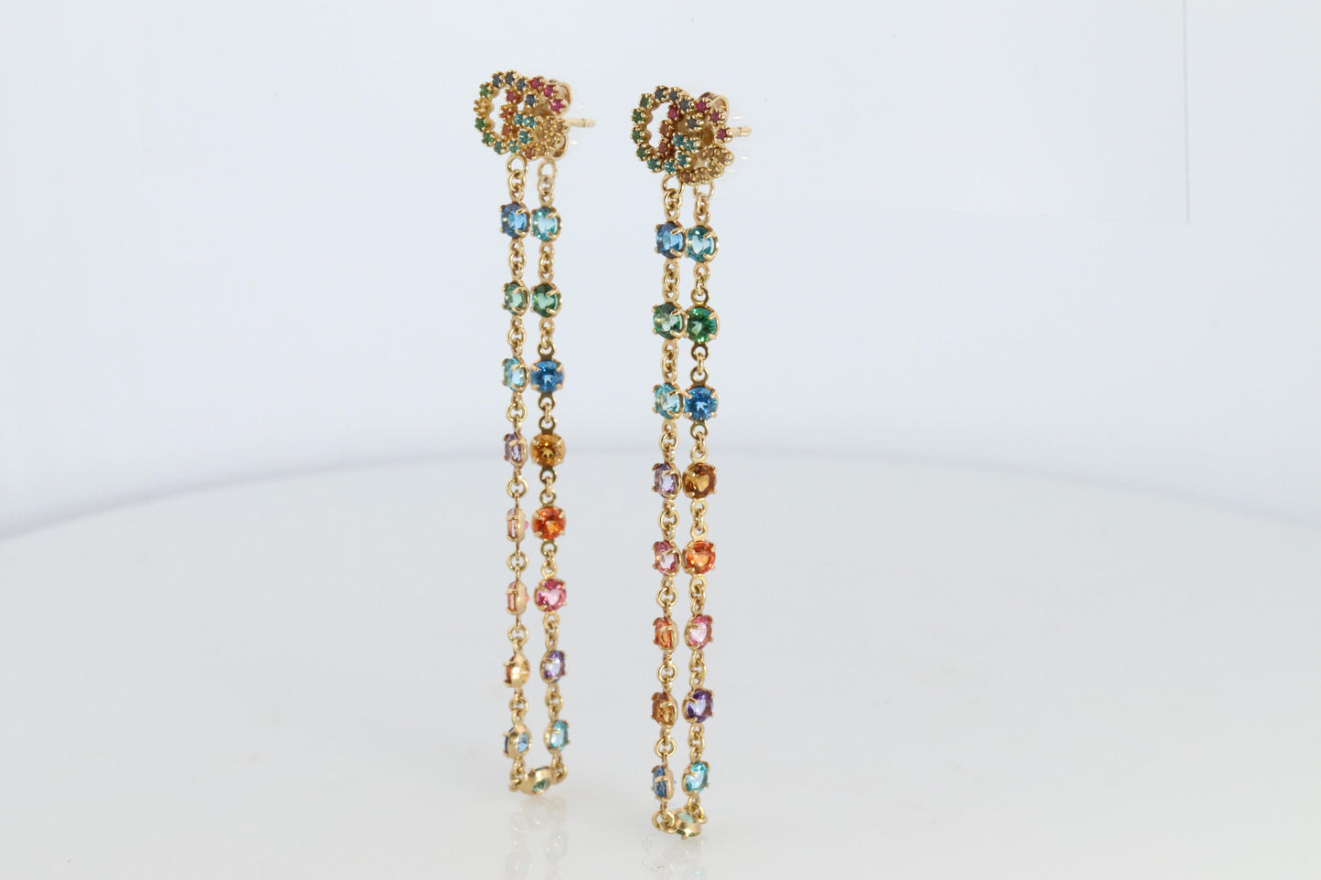 Genuine GUCCI Earrings. 18k Sapphire In and Out Dangle Multi-color earrings.