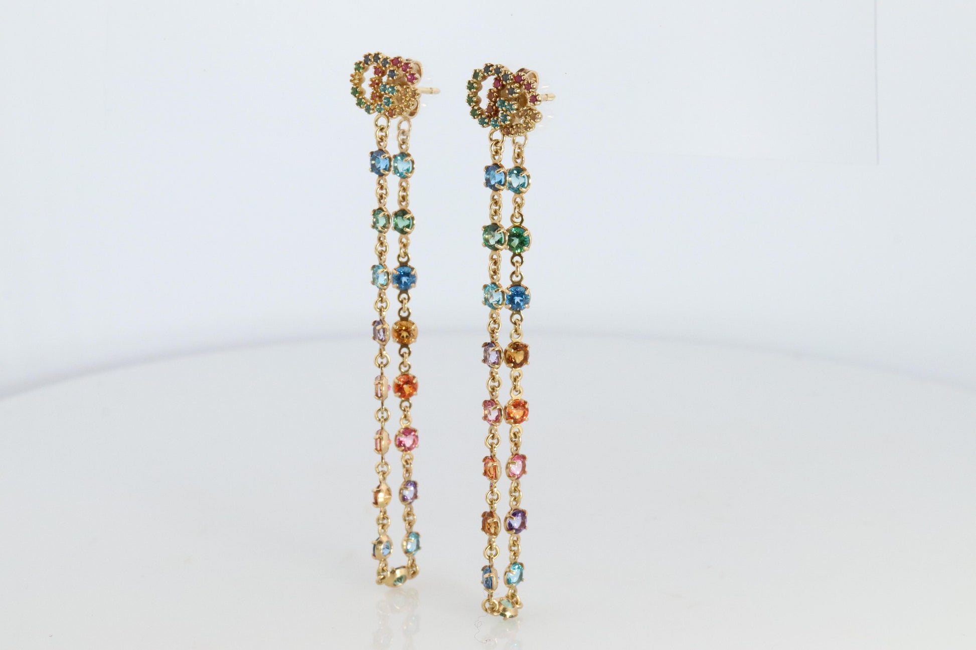 Genuine GUCCI Earrings. 18k Sapphire In and Out Dangle Multi-color earrings.