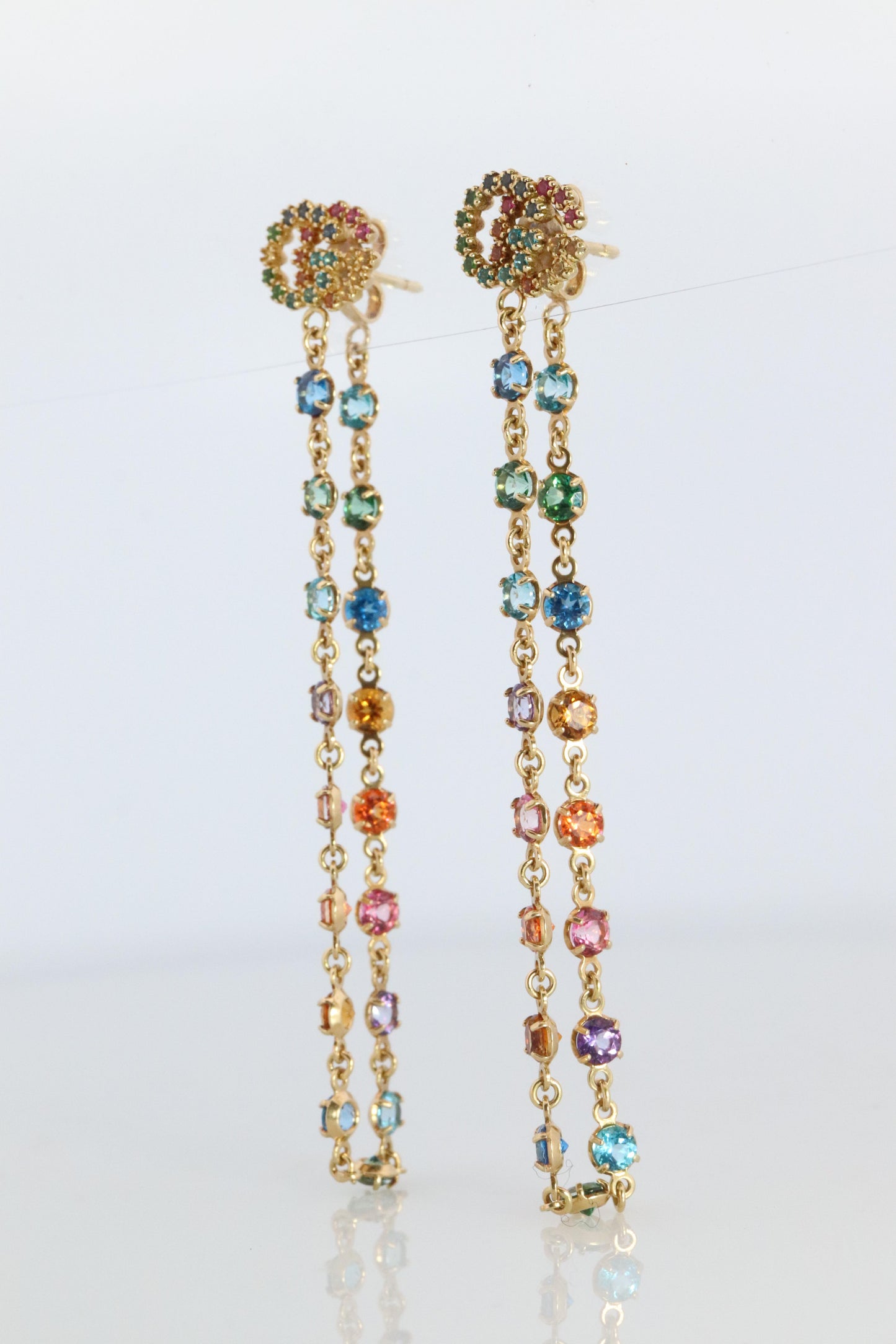 Genuine GUCCI Earrings. 18k Sapphire In and Out Dangle Multi-color earrings.