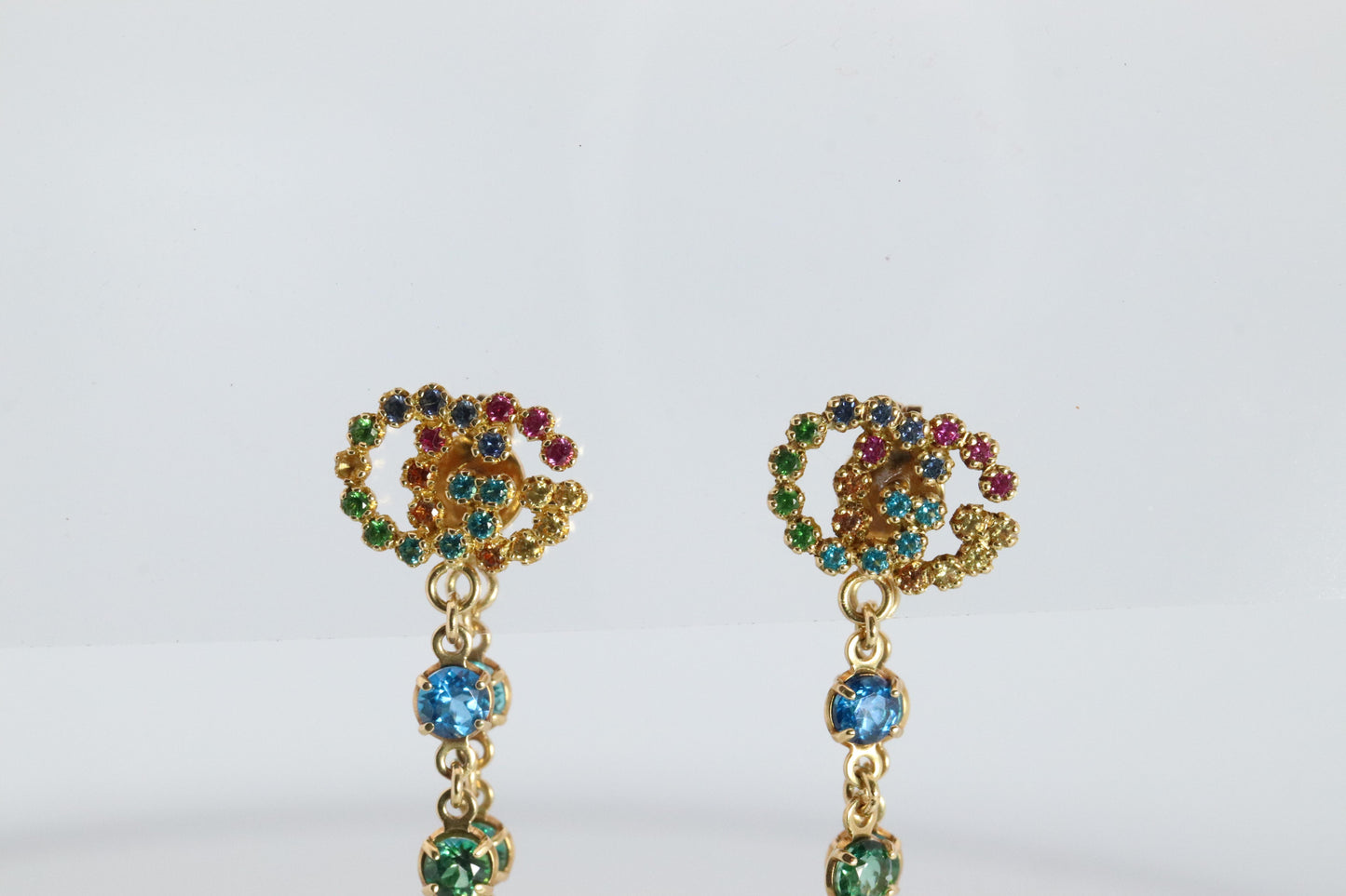 Genuine GUCCI Earrings. 18k Sapphire In and Out Dangle Multi-color earrings.