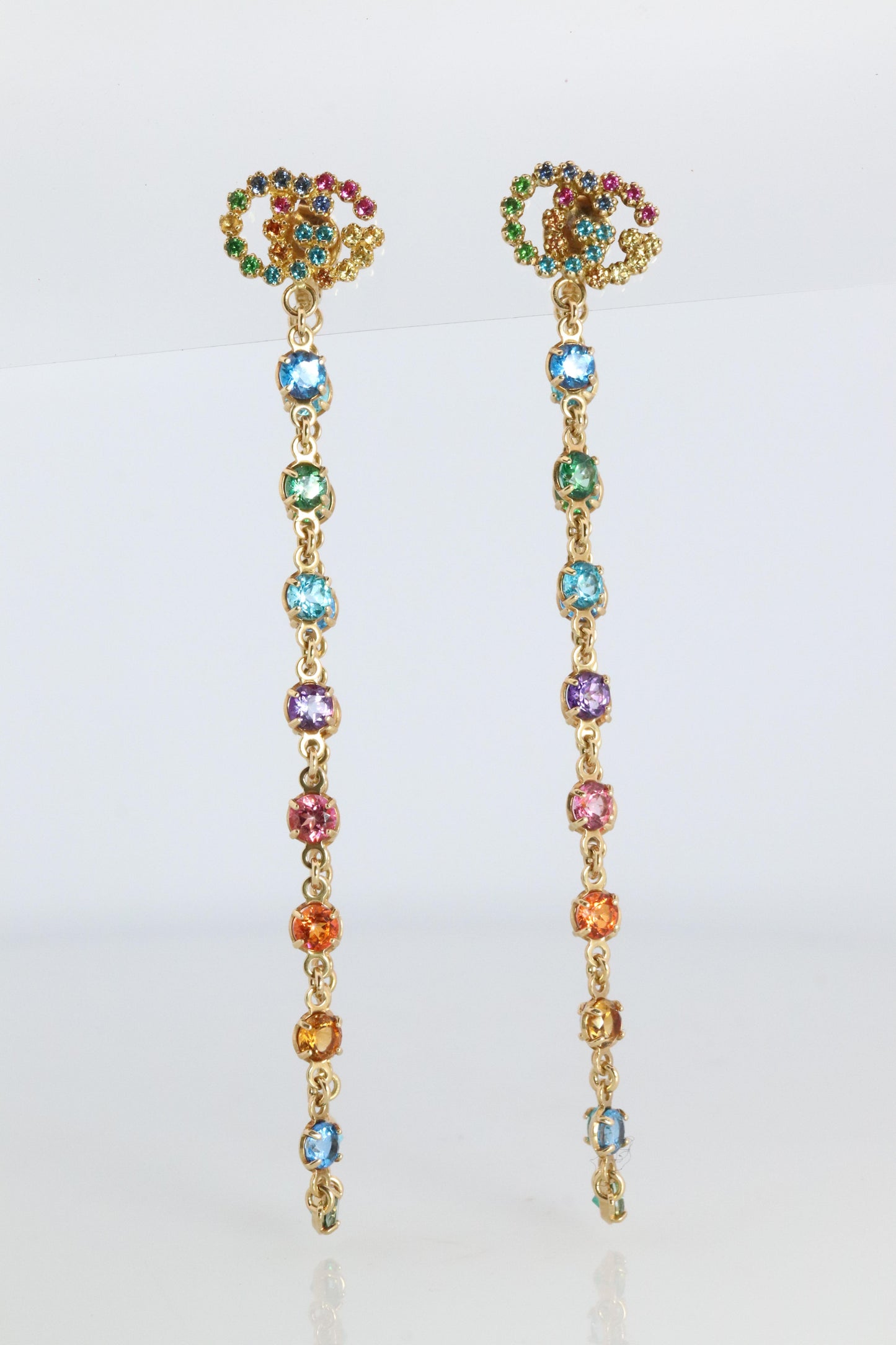 Genuine GUCCI Earrings. 18k Sapphire In and Out Dangle Multi-color earrings.