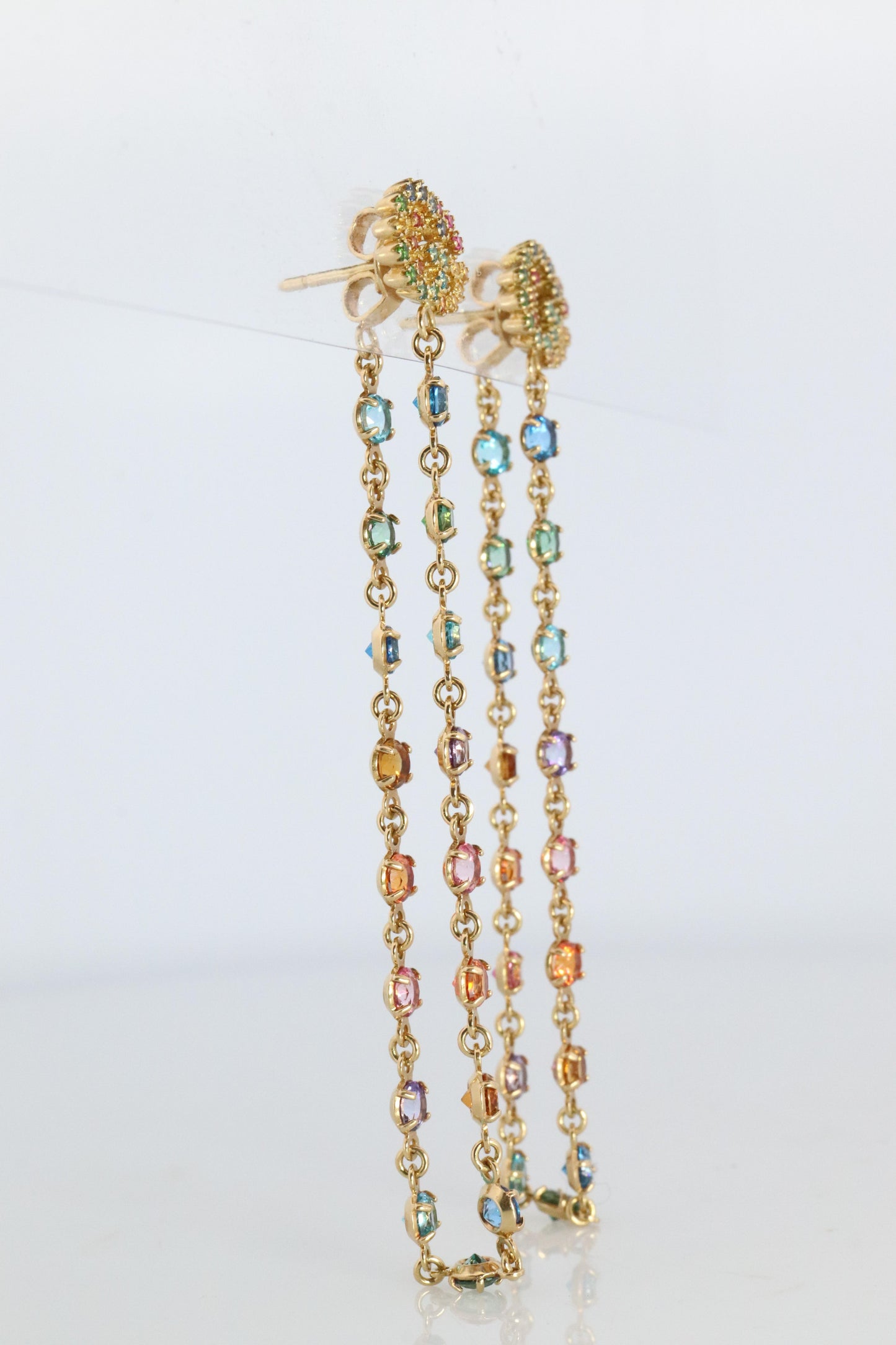 Genuine GUCCI Earrings. 18k Sapphire In and Out Dangle Multi-color earrings.
