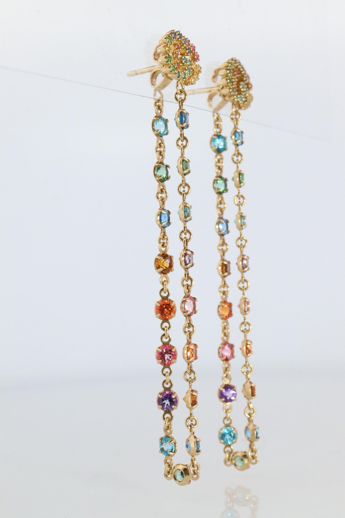 Genuine GUCCI Earrings. 18k Sapphire In and Out Dangle Multi-color earrings.