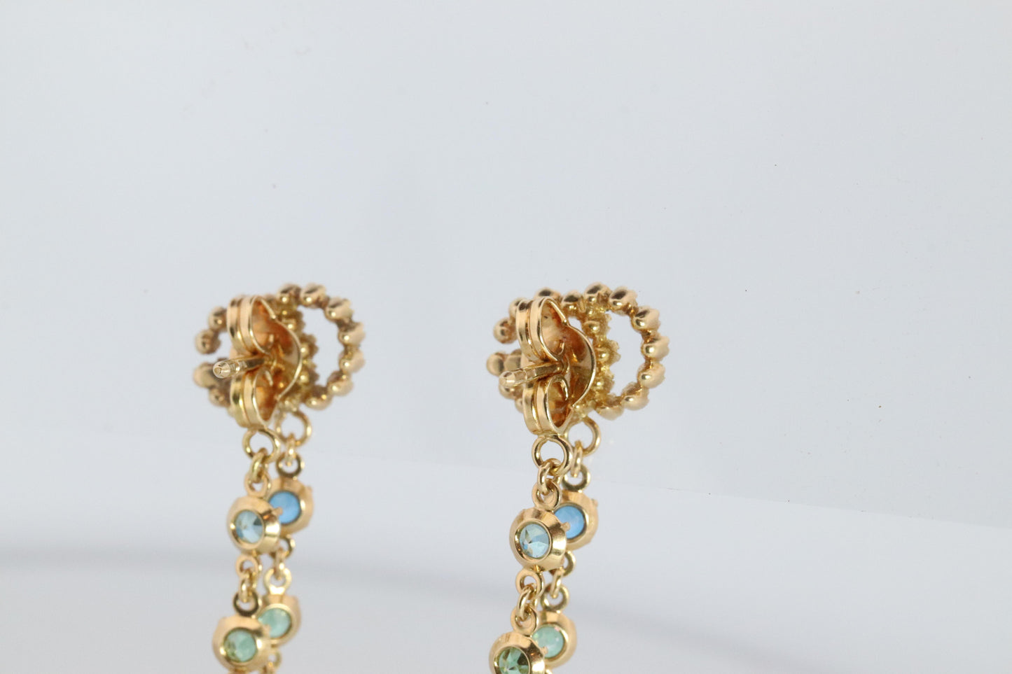 Genuine GUCCI Earrings. 18k Sapphire In and Out Dangle Multi-color earrings.