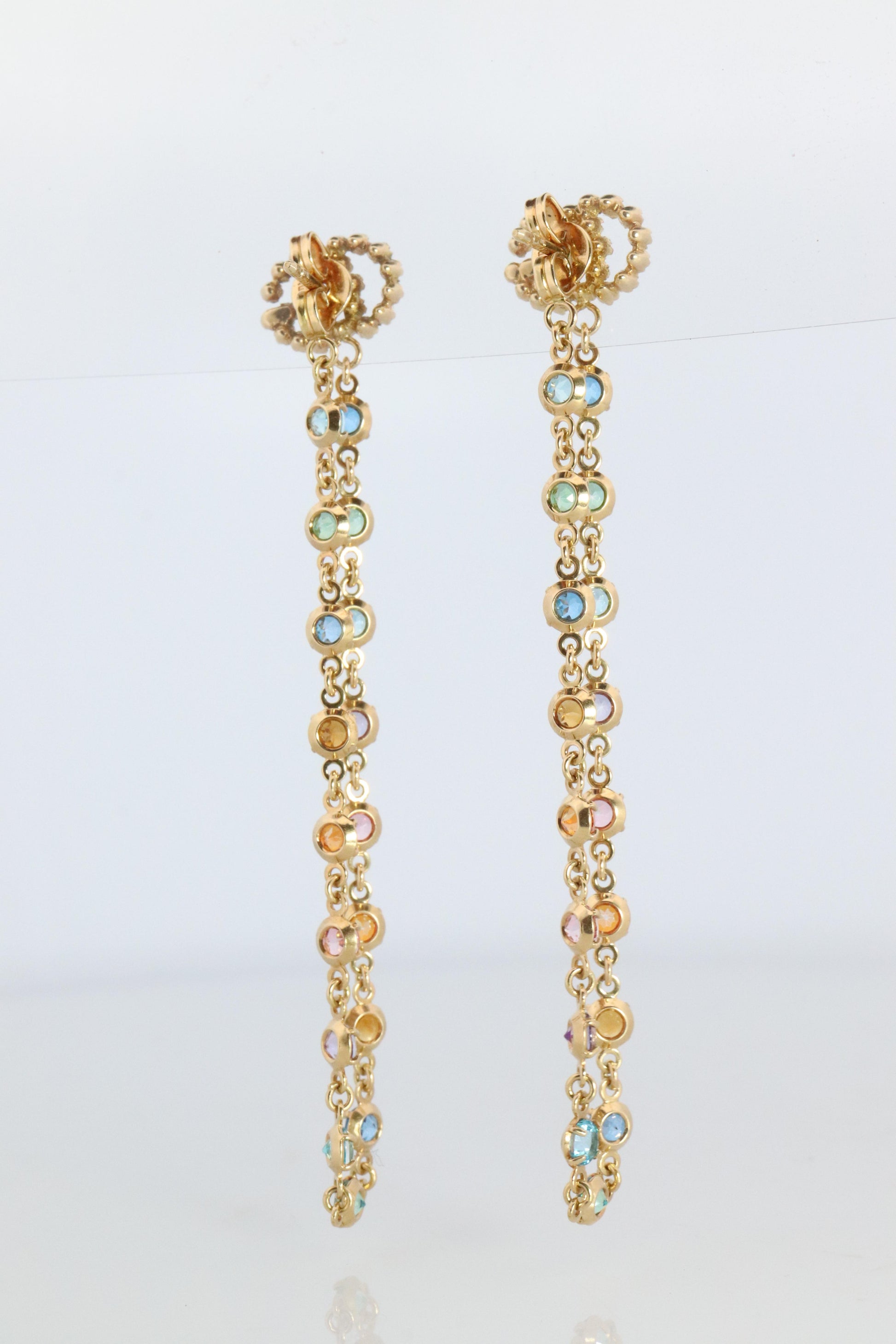Genuine GUCCI Earrings. 18k Sapphire In and Out Dangle Multi-color earrings.
