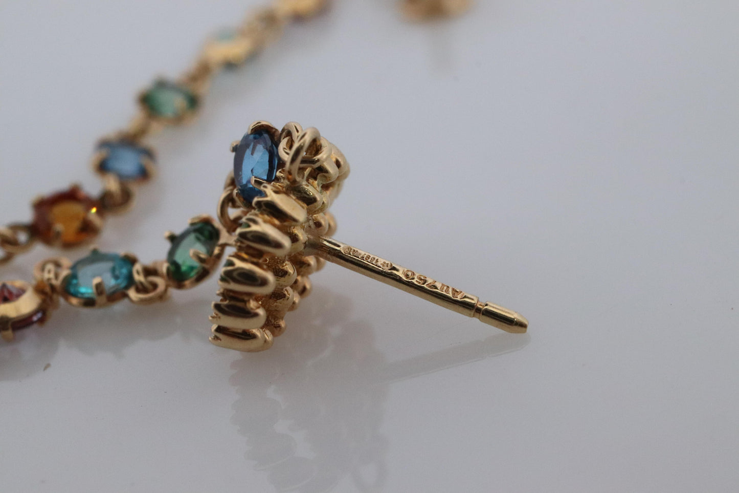 Genuine GUCCI Earrings. 18k Sapphire In and Out Dangle Multi-color earrings.