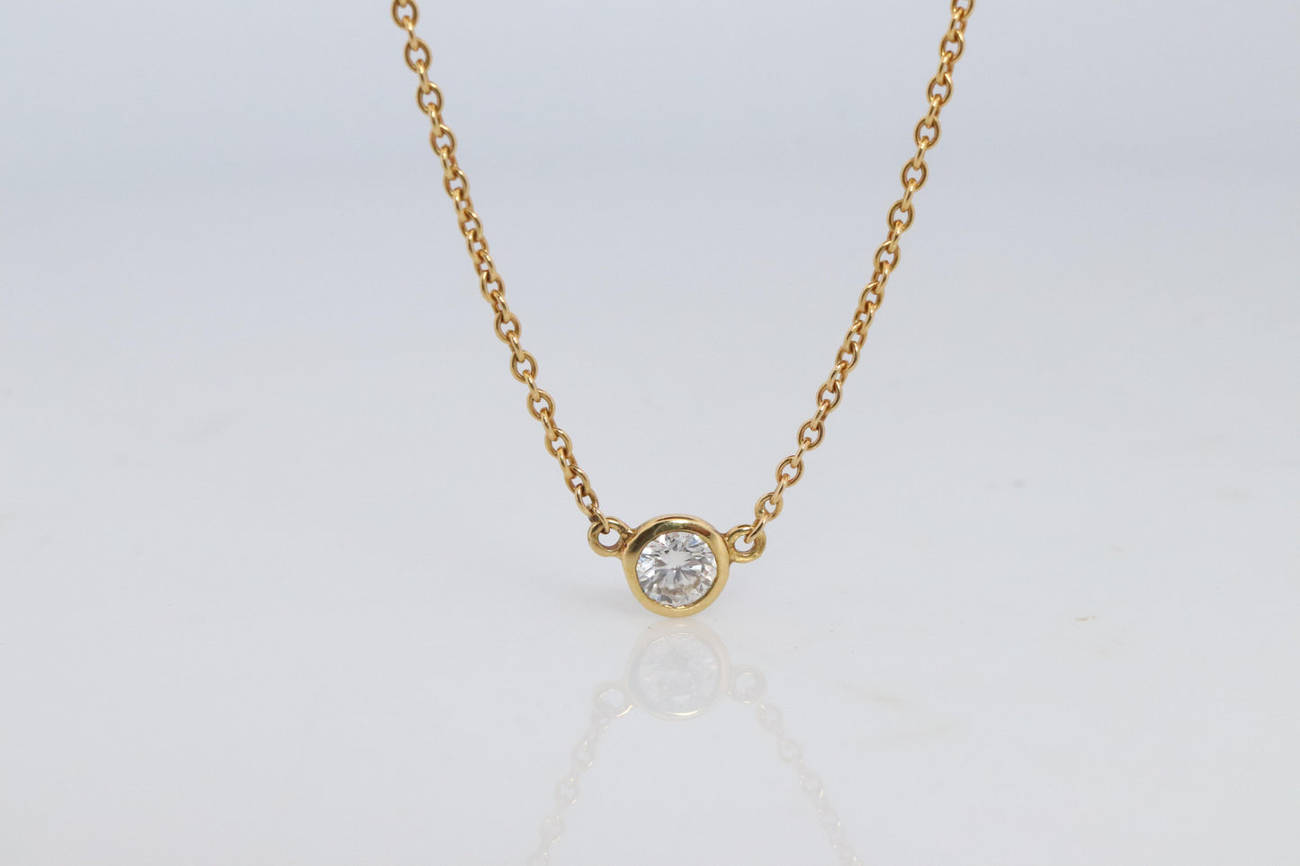 Vintage Tiffany Co Necklace Elsa Peretti Diamond by the Yard 0.12ct Solitaire 1P