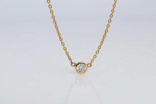 Vintage Tiffany Co Necklace Elsa Peretti Diamond by the Yard 0.12ct Solitaire 1P