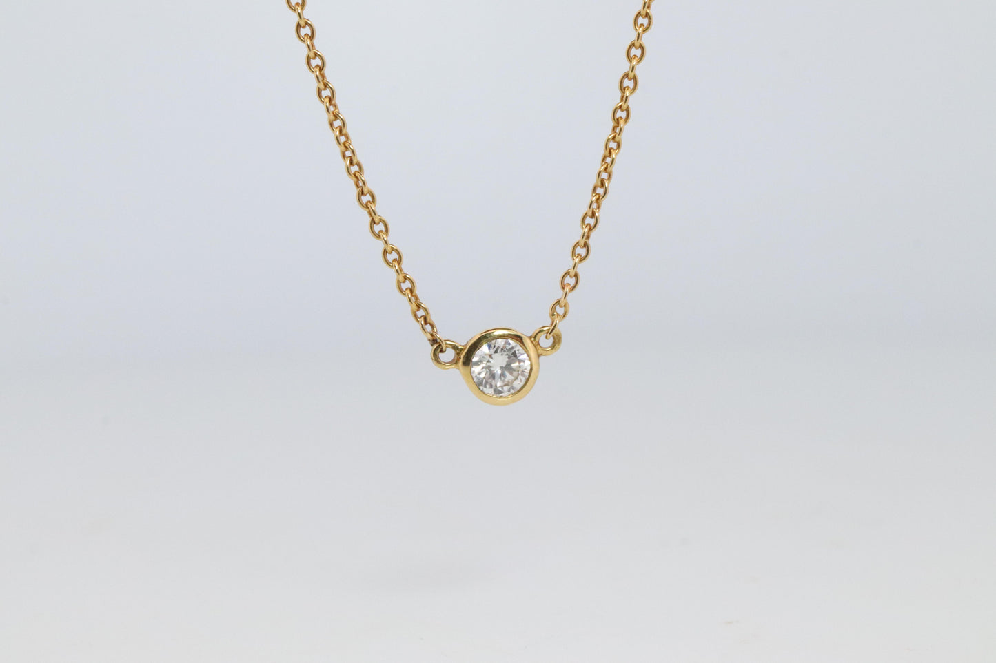 Vintage Tiffany Co Necklace Elsa Peretti Diamond by the Yard 0.12ct Solitaire 1P