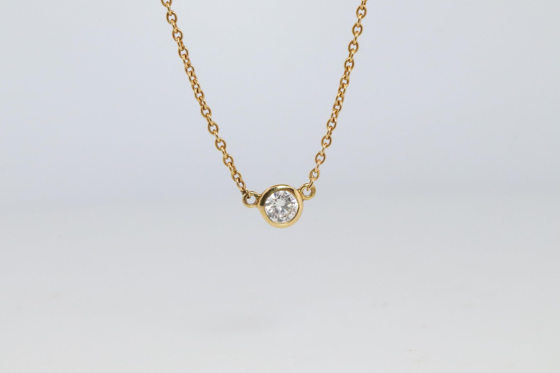 Vintage Tiffany Co Necklace Elsa Peretti Diamond by the Yard 0.12ct Solitaire 1P