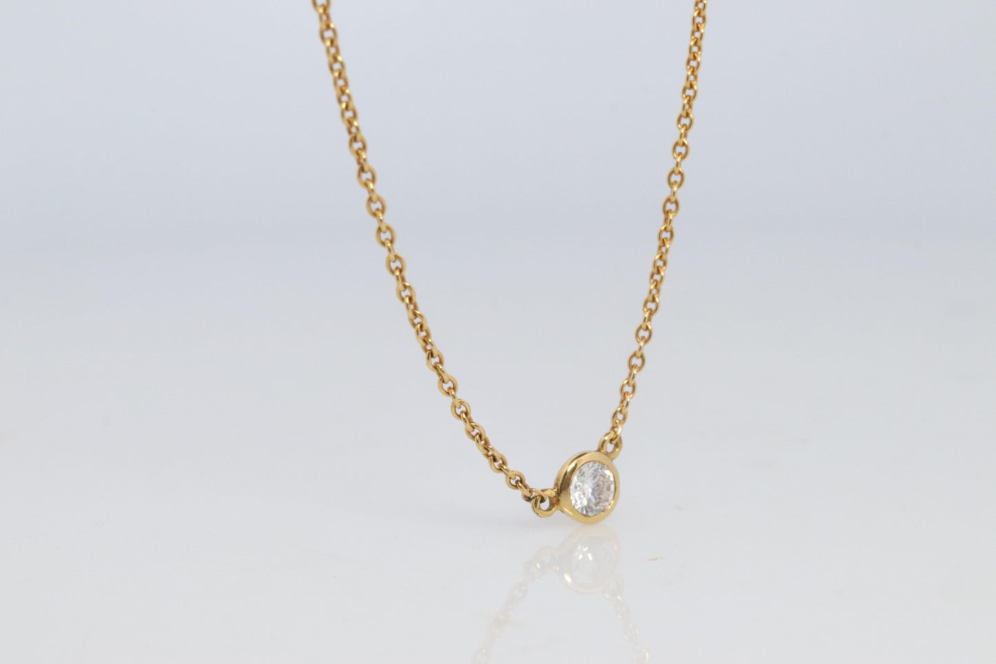 Vintage Tiffany Co Necklace Elsa Peretti Diamond by the Yard 0.12ct Solitaire 1P