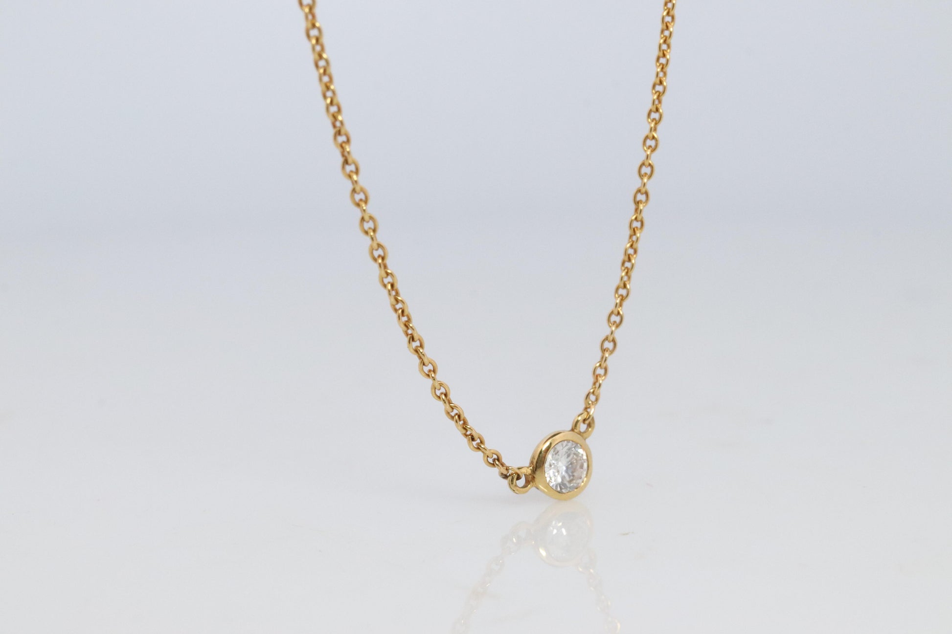 Vintage Tiffany Co Necklace Elsa Peretti Diamond by the Yard 0.12ct Solitaire 1P