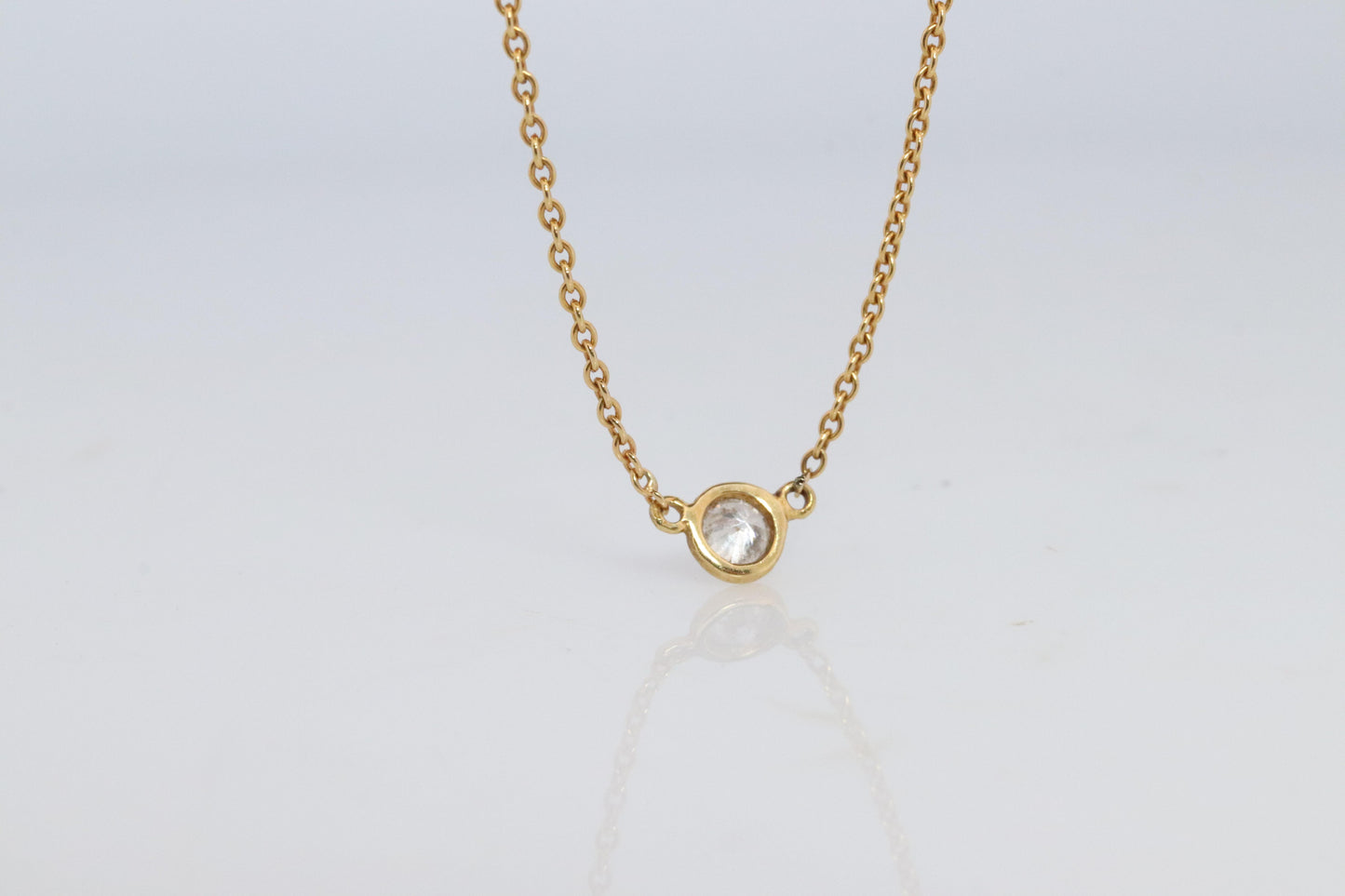 Vintage Tiffany Co Necklace Elsa Peretti Diamond by the Yard 0.12ct Solitaire 1P