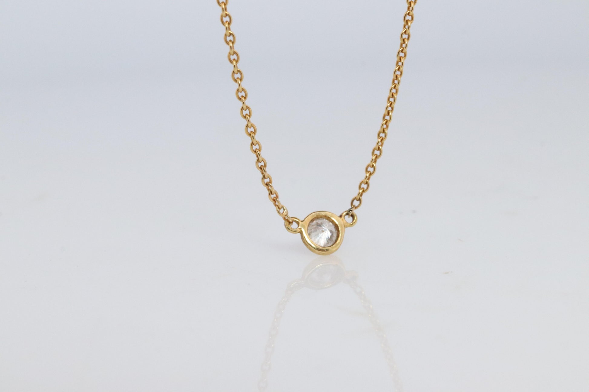 Vintage Tiffany Co Necklace Elsa Peretti Diamond by the Yard 0.12ct Solitaire 1P
