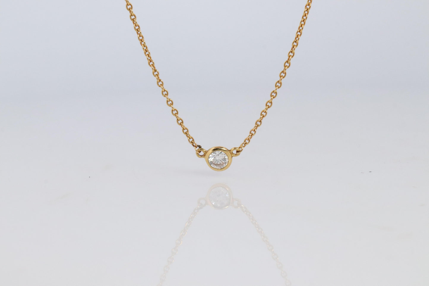 Vintage Tiffany Co Necklace Elsa Peretti Diamond by the Yard 0.12ct Solitaire 1P