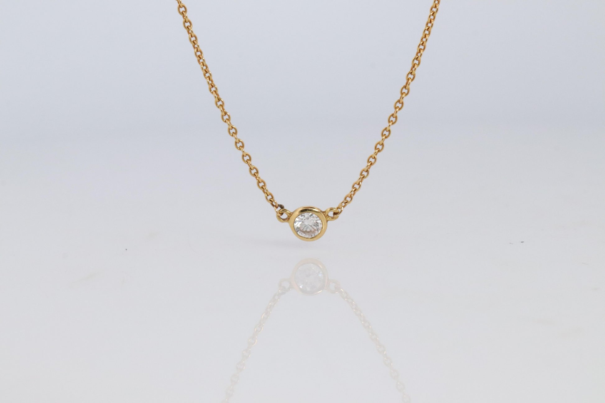 Vintage Tiffany Co Necklace Elsa Peretti Diamond by the Yard 0.12ct Solitaire 1P