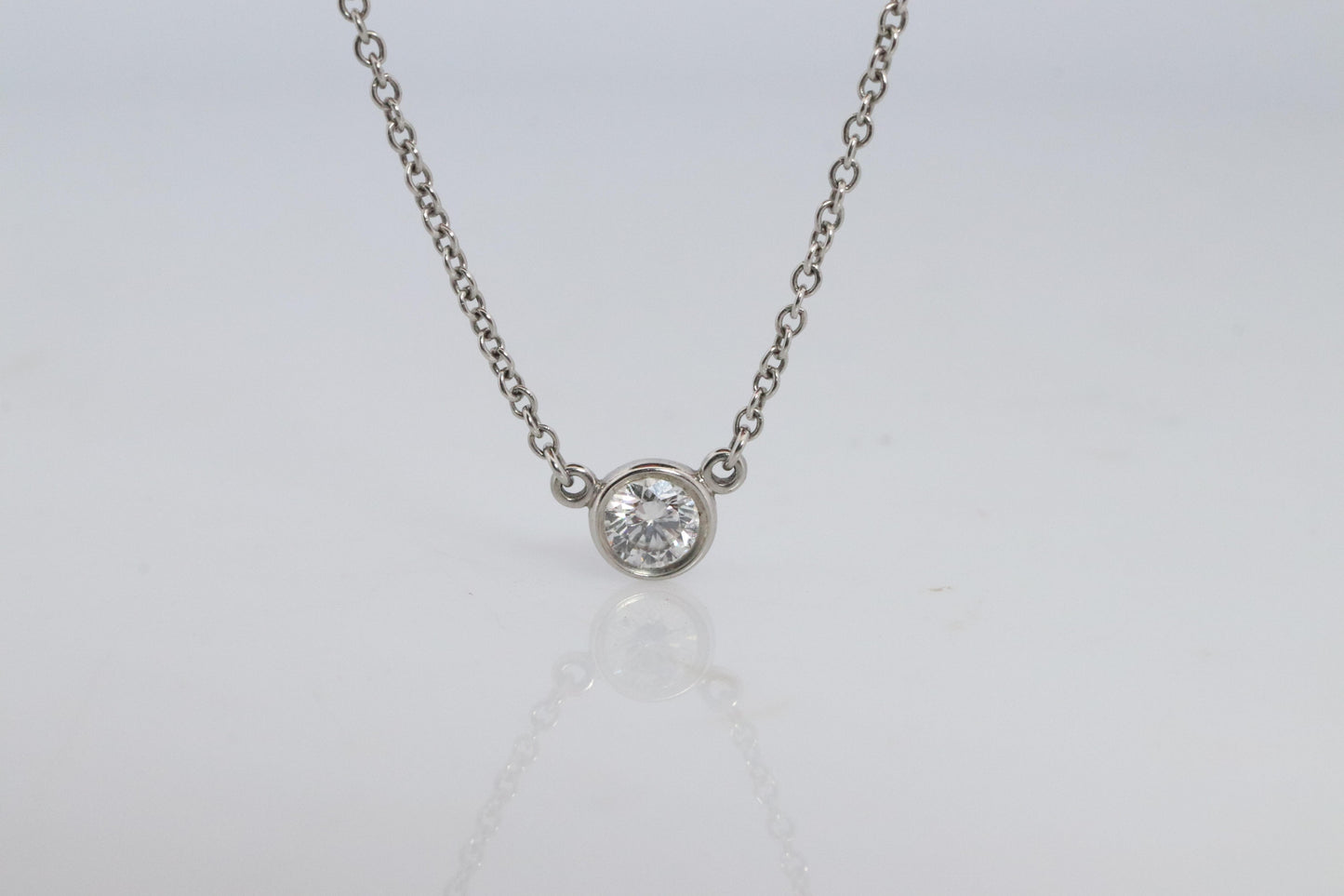 Vintage Tiffany Co Platinum Necklace Elsa Peretti Diamond by the Yard 0.22ct 1P