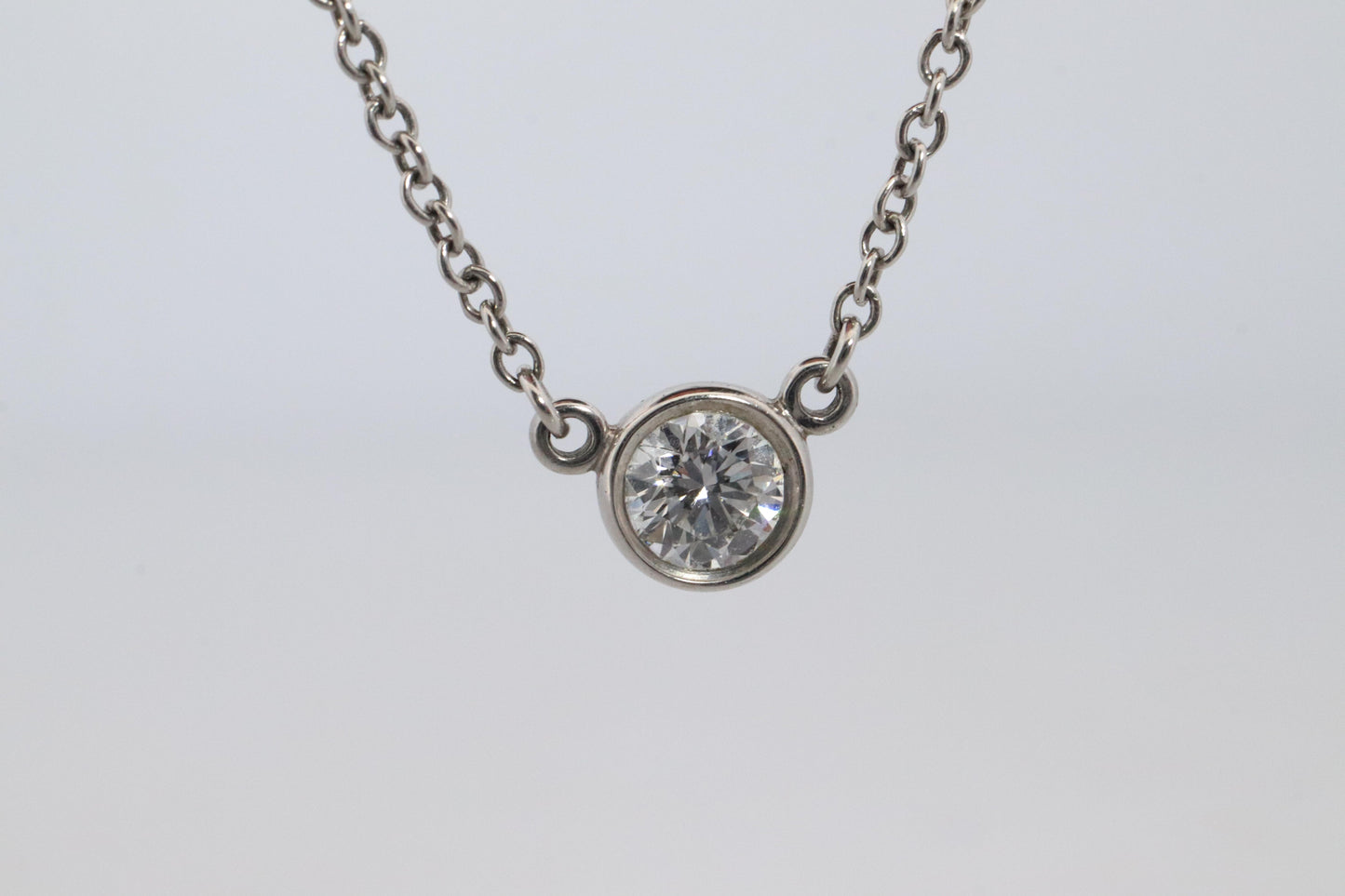Vintage Tiffany Co Platinum Necklace Elsa Peretti Diamond by the Yard 0.22ct 1P