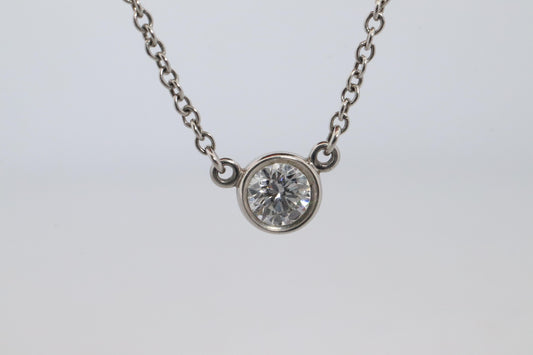 Vintage Tiffany Co Platinum Necklace Elsa Peretti Diamond by the Yard 0.22ct 1P