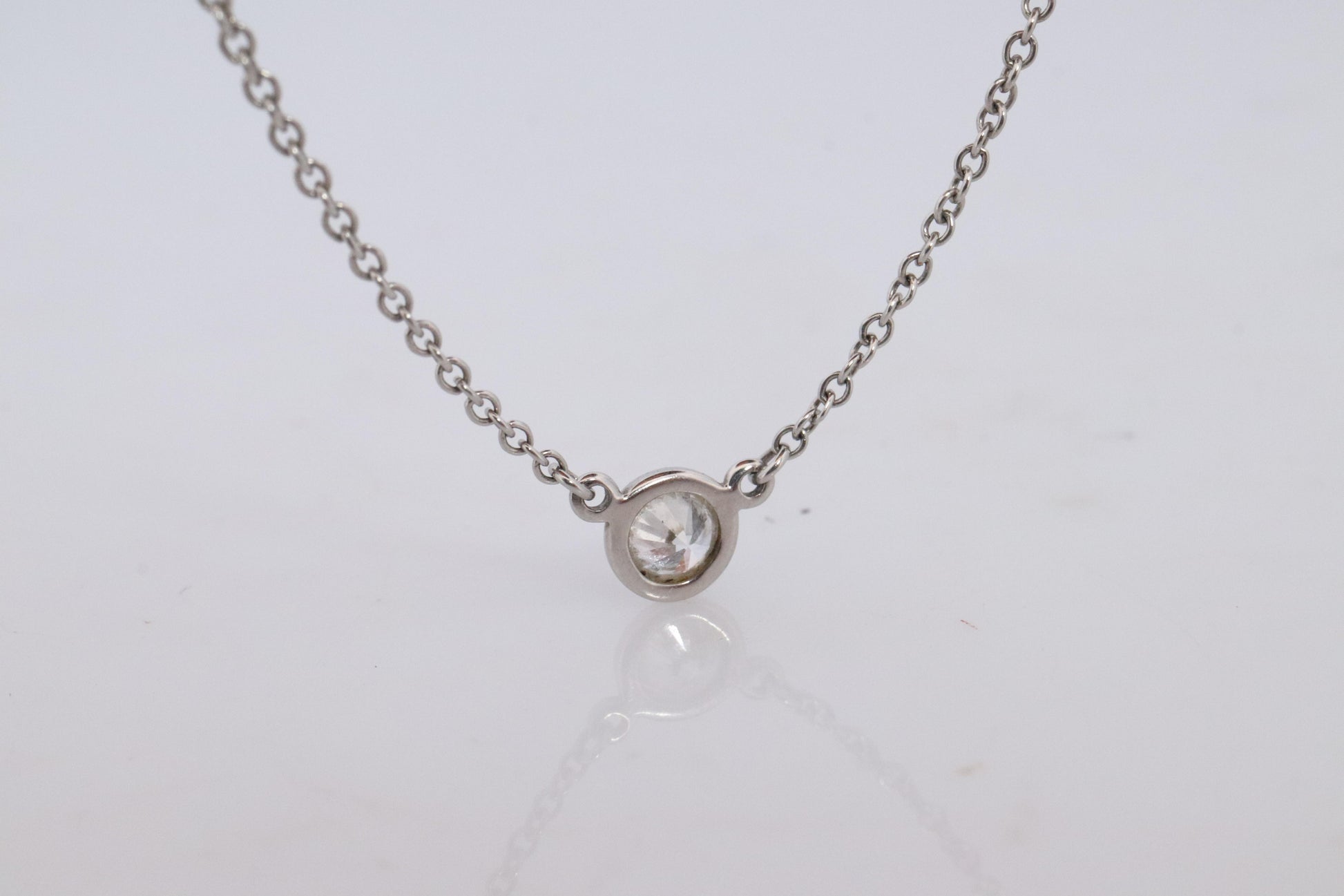 Vintage Tiffany Co Platinum Necklace Elsa Peretti Diamond by the Yard 0.22ct 1P