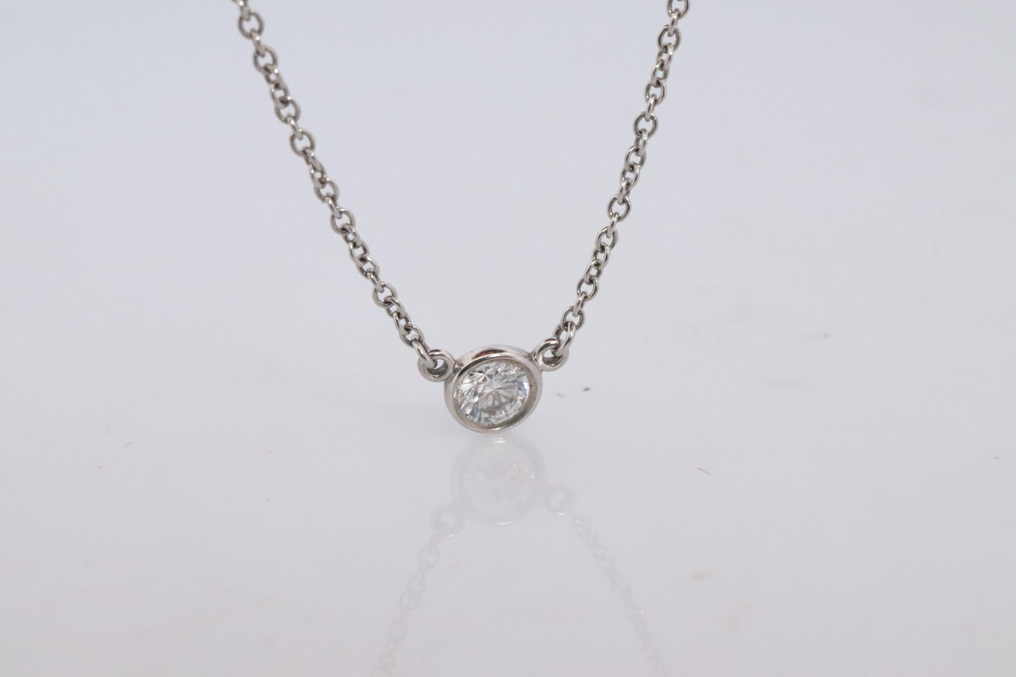 Vintage Tiffany Co Platinum Necklace Elsa Peretti Diamond by the Yard 0.22ct 1P