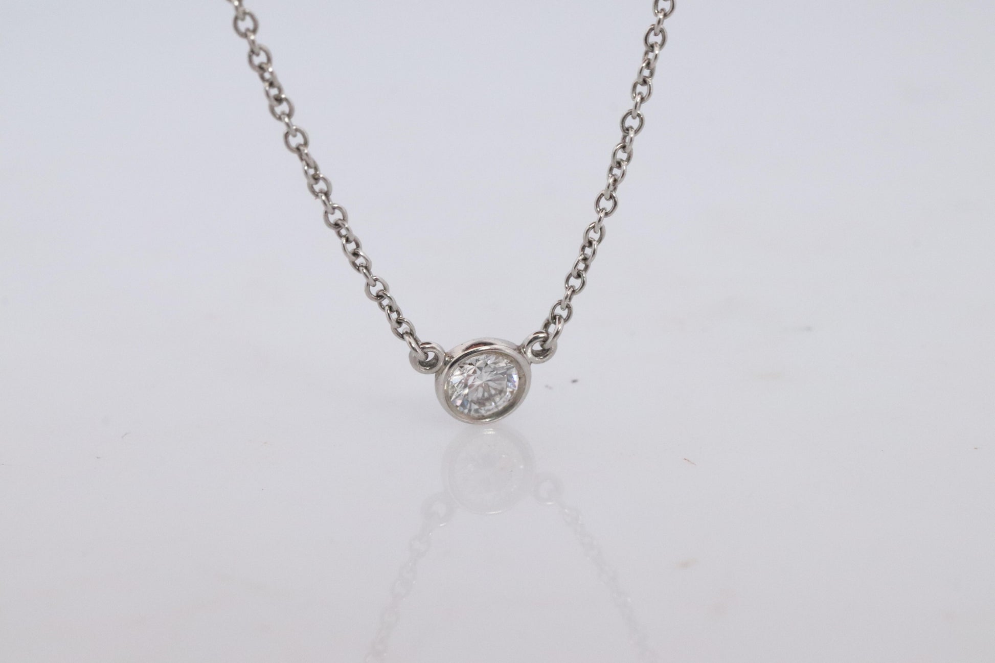 Vintage Tiffany Co Platinum Necklace Elsa Peretti Diamond by the Yard 0.22ct 1P