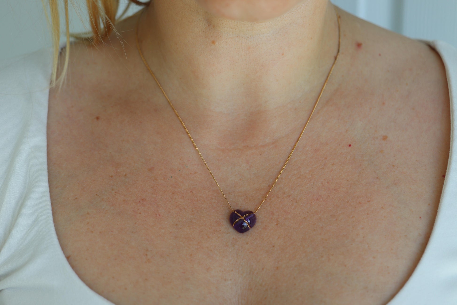 Tiffany and Co Heart Pendant 18k Tiffany Elsa Peretti Amethyst Cabochon Necklace