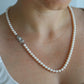MIKIMOTO 14k White Gold Pearl Necklace. 6mm Pearls 22in Necklace.