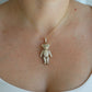 18k Teddy Bear Pendant. 18k YG Diamond Pave 3D Diamond Bear full body necklace