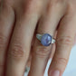14k Purple Star Sapphire Natural Oval Cabochon ring. Sapphire Diamond ring.