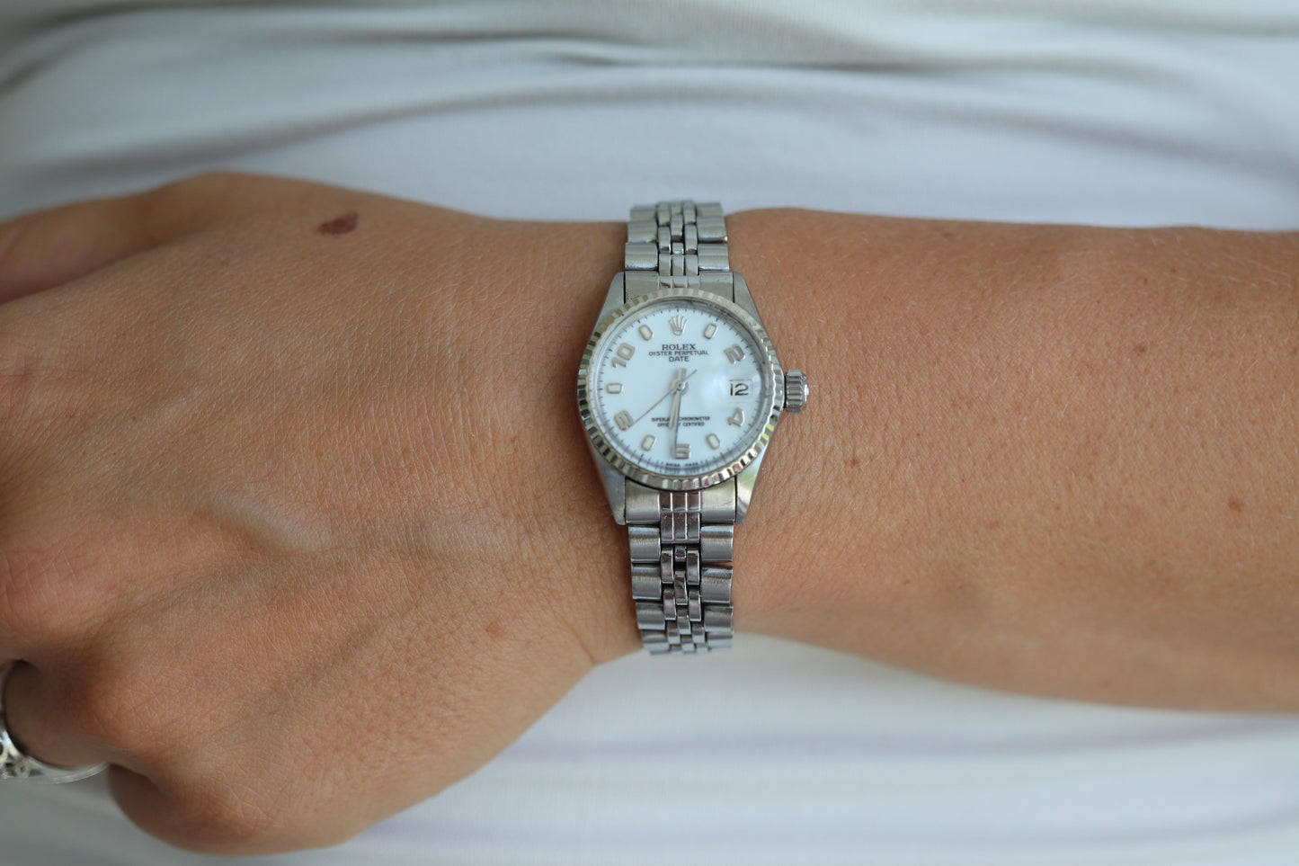 Genuine Rolex 6517 Oyster Perpetual Watch. Ladies ROLEX Automatic WG Bezel.